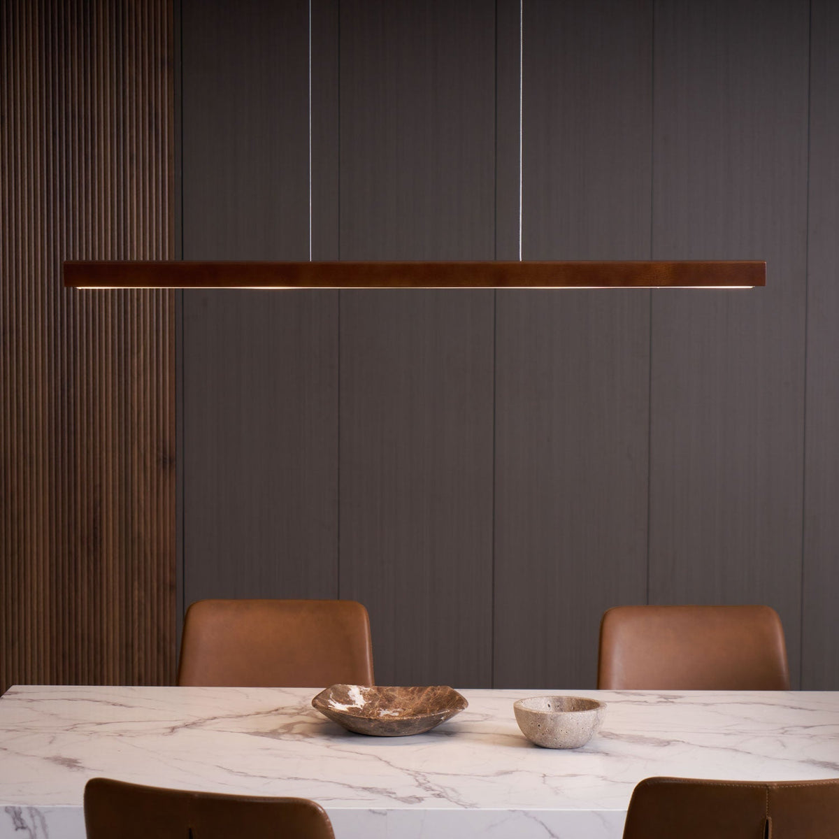 Aro lámpara colgante lineal de madera