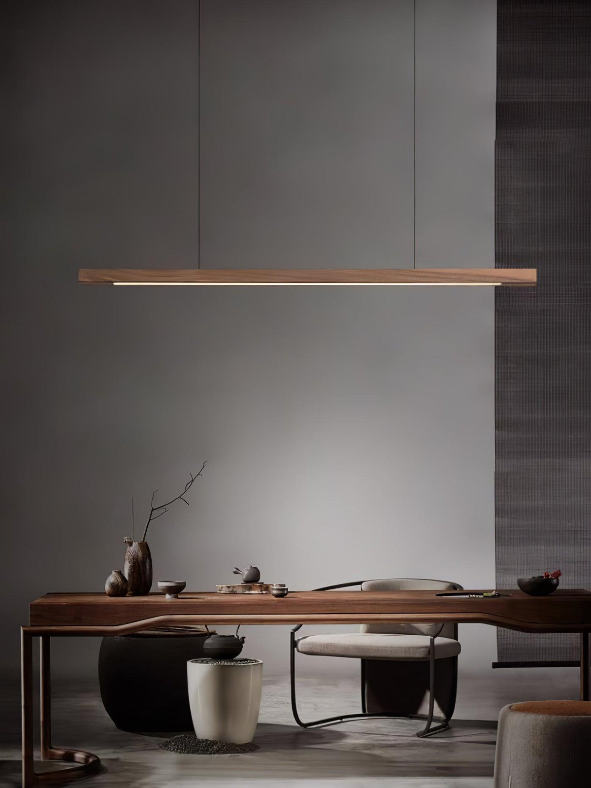 Aro lámpara colgante lineal de madera