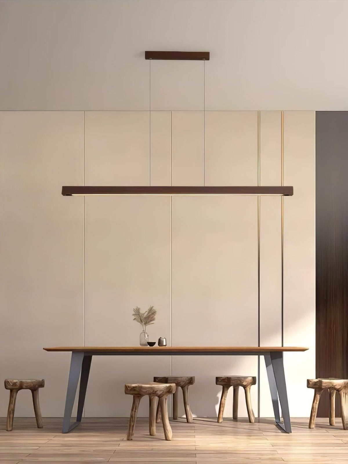 Aro lámpara colgante lineal de madera