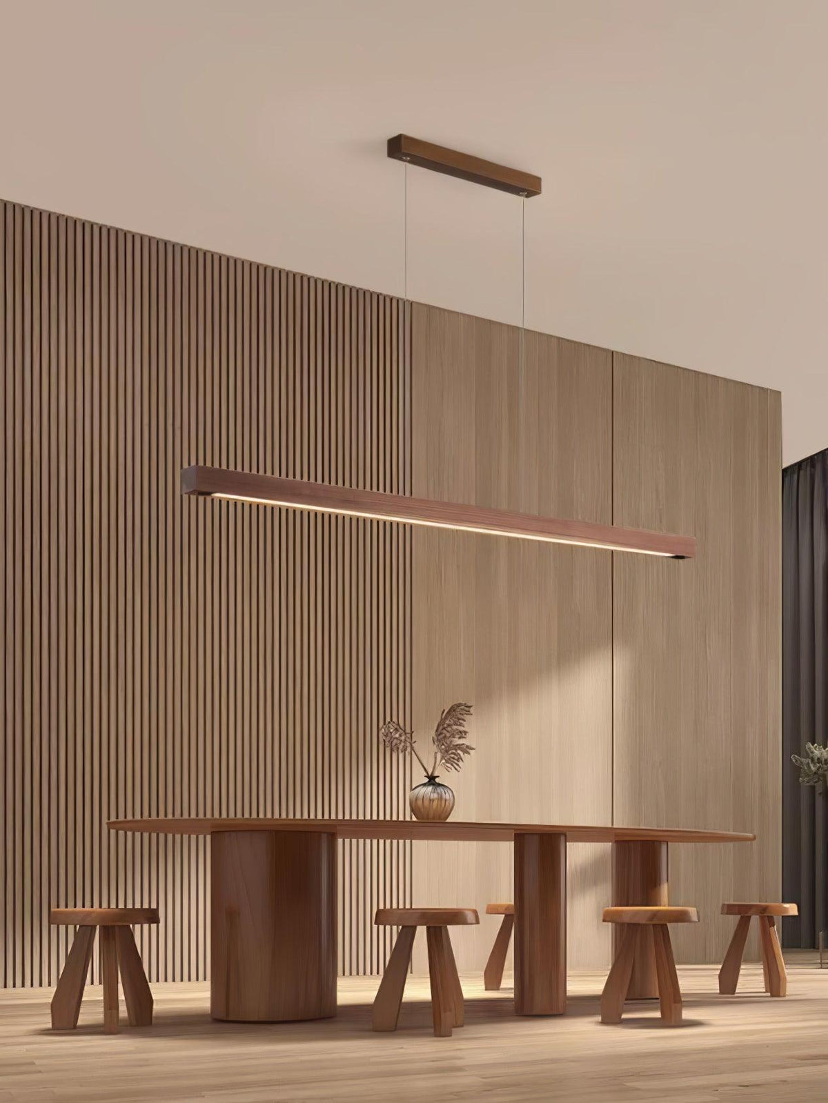 Aro lámpara colgante lineal de madera