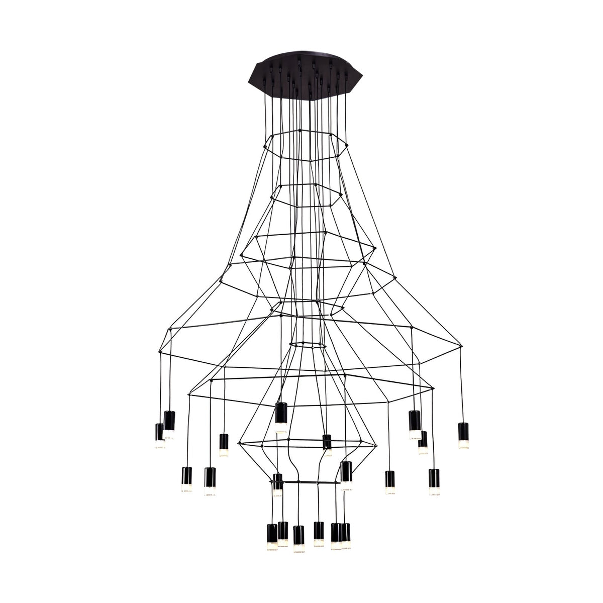 Tevenq lámpara de araña Lines negro Estructura Alambre LED