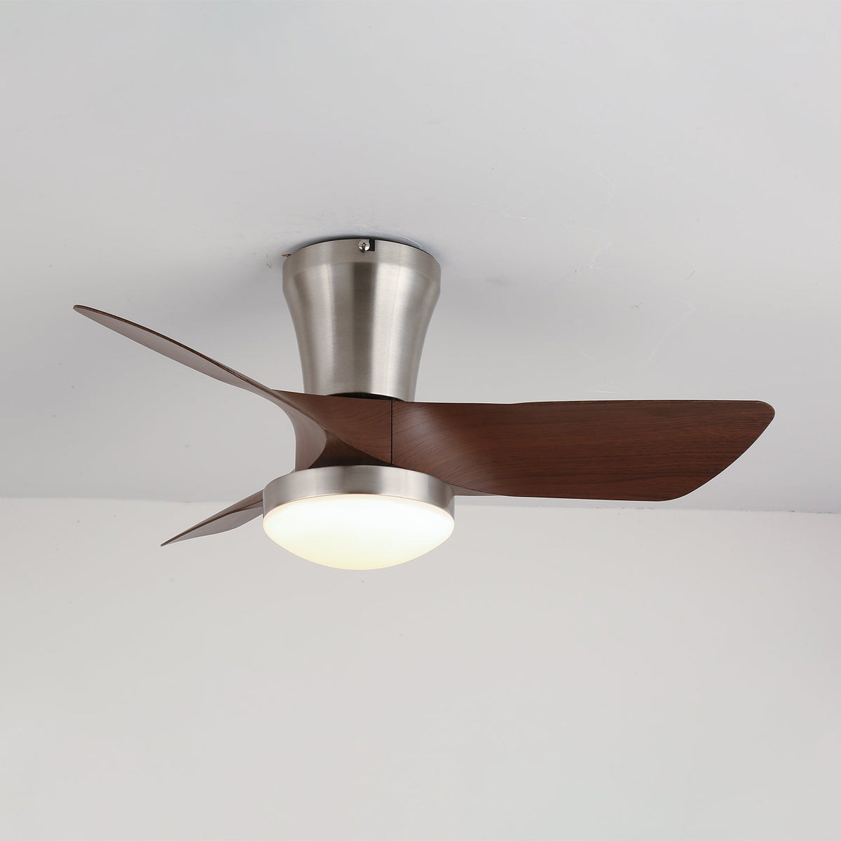 Trivon ventilador de techo con luz moderno de madera de nogal