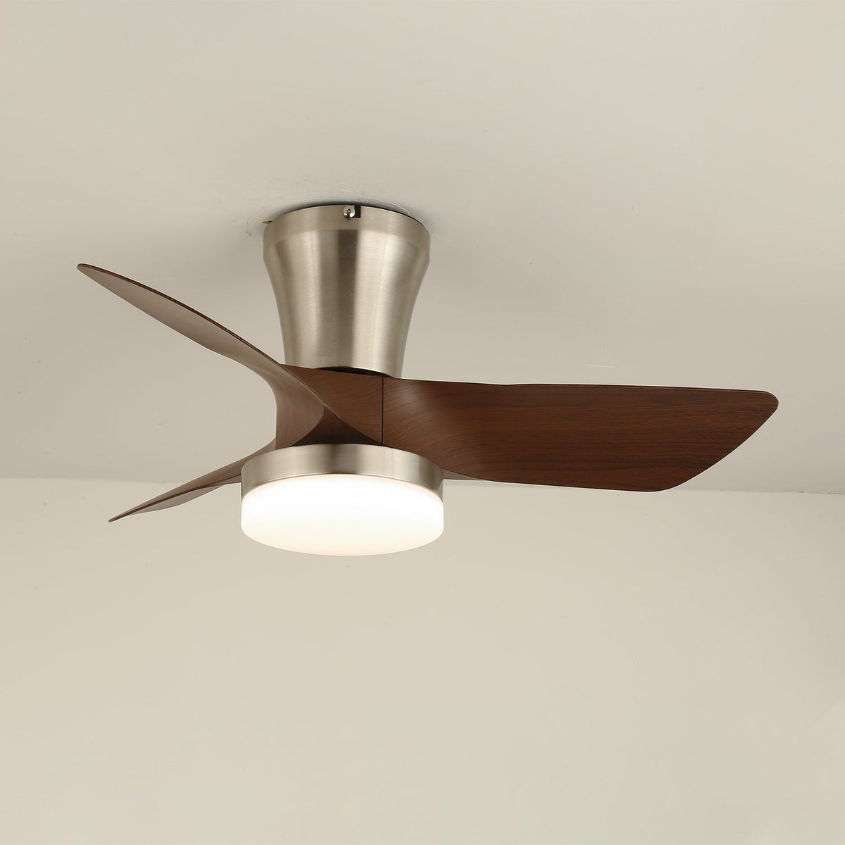 Trivon ventilador de techo con luz moderno de madera de nogal