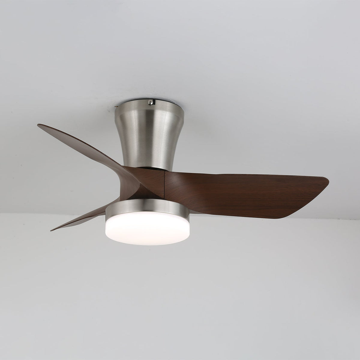 Trivon ventilador de techo con luz moderno de madera de nogal