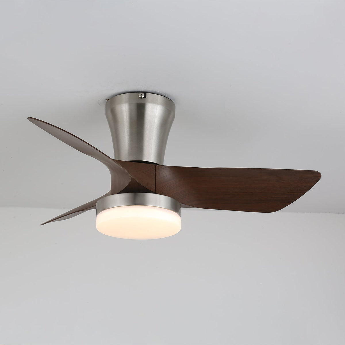 Trivon ventilador de techo con luz moderno de madera de nogal