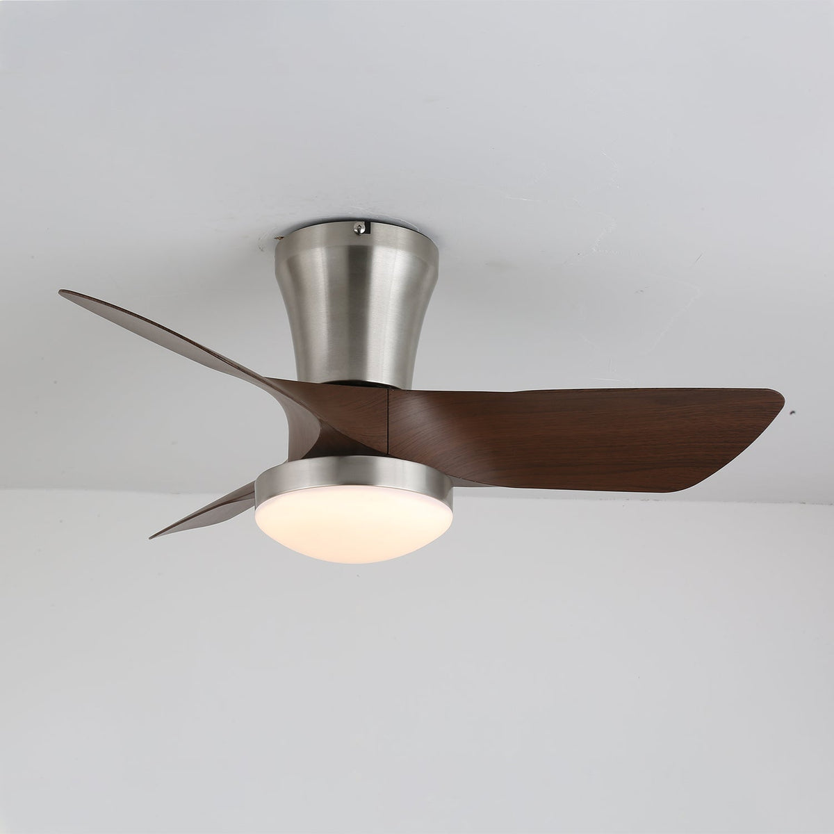 Trivon ventilador de techo con luz moderno de madera de nogal