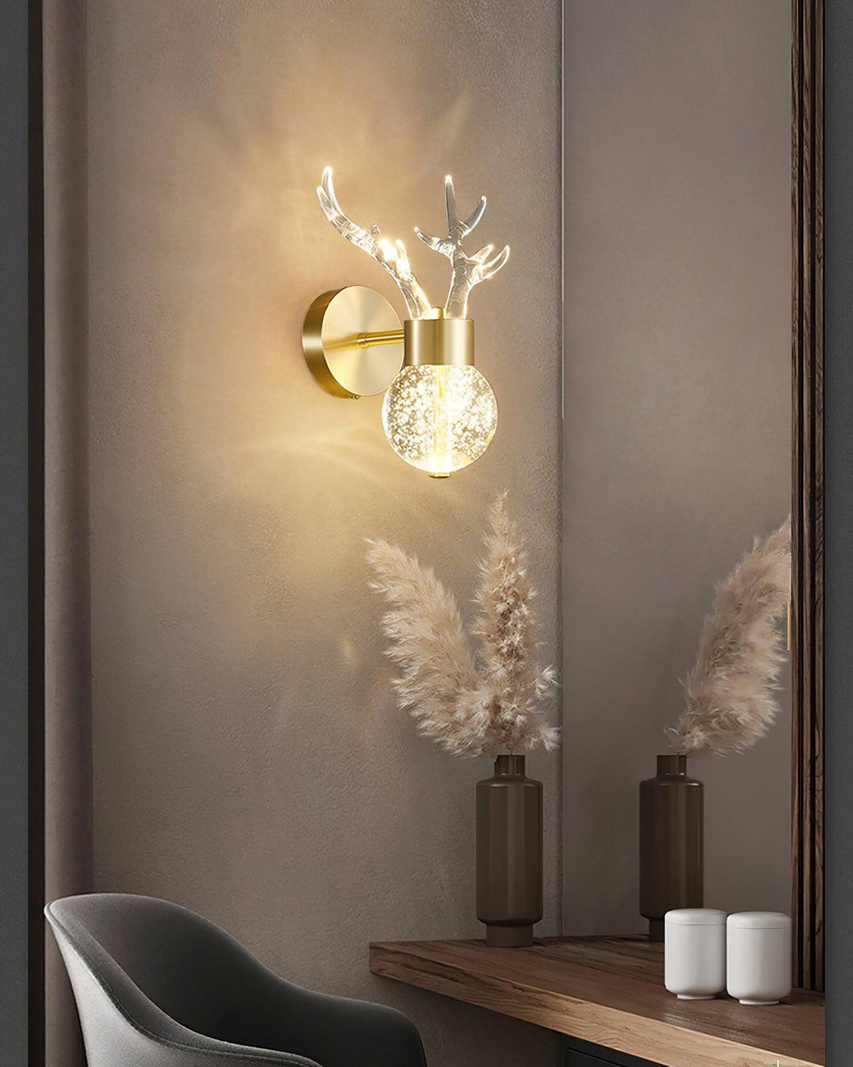 Cexi aplique de pared postmoderno lujo ciervo cristal