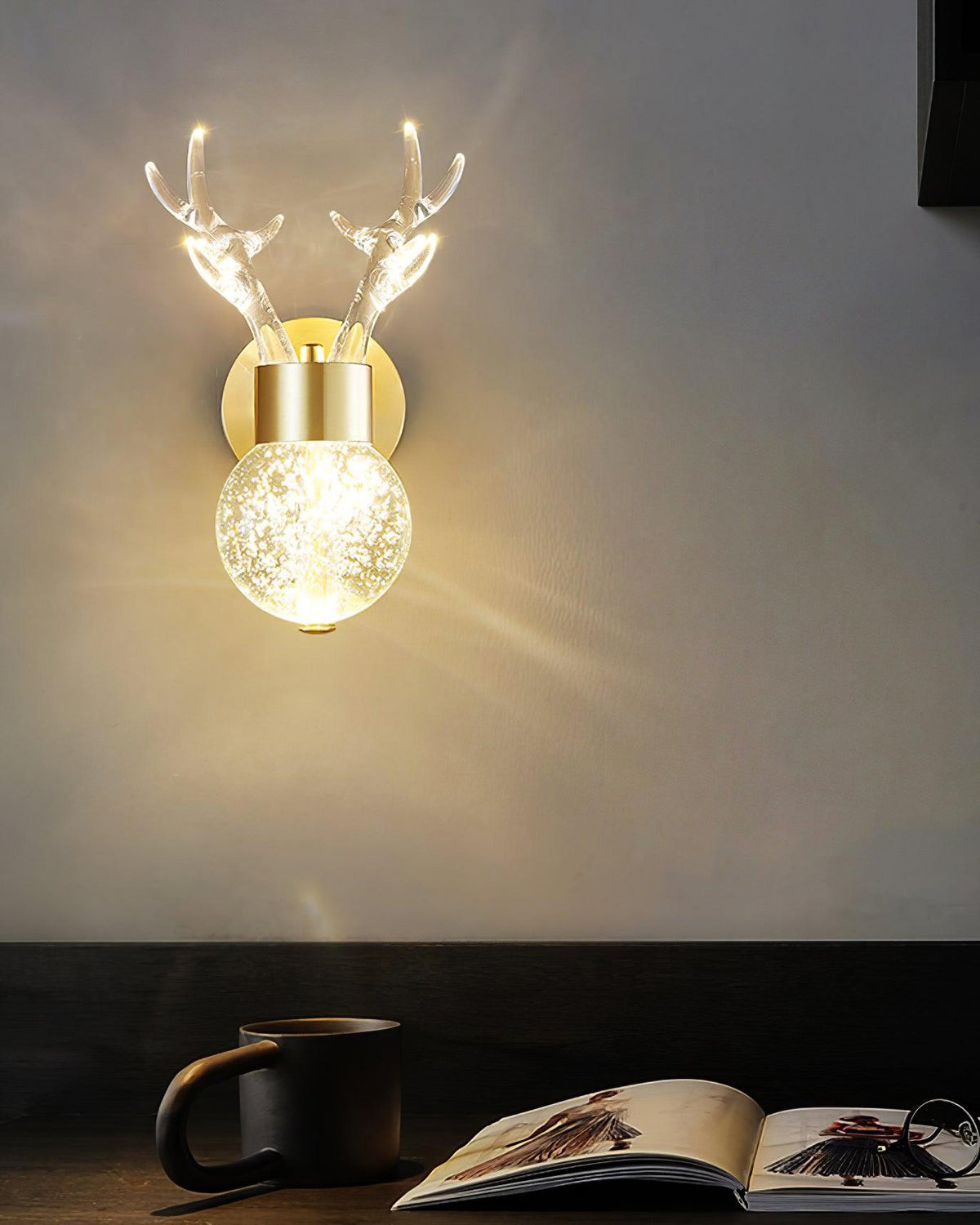 Cexi aplique de pared postmoderno lujo ciervo cristal
