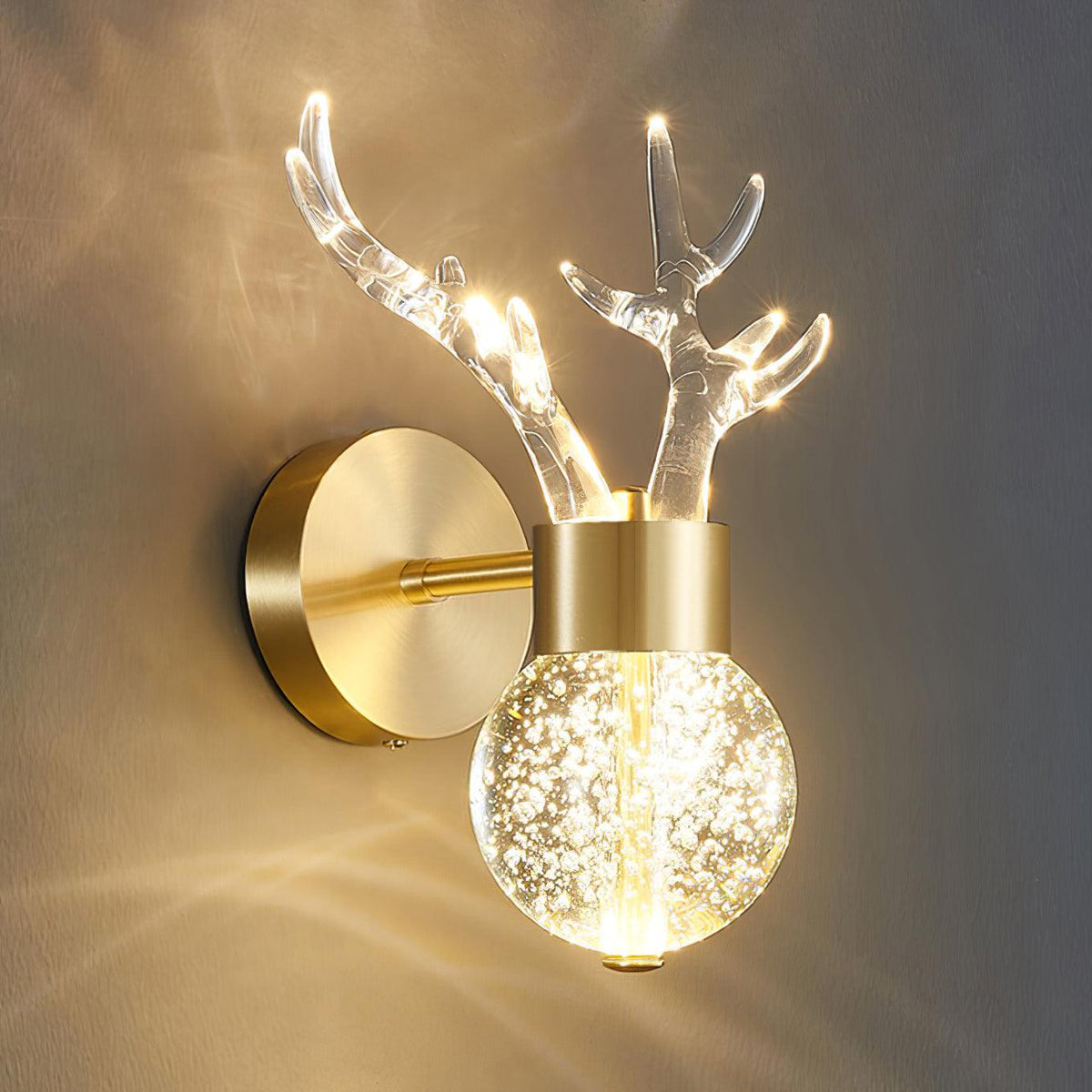 Cexi aplique de pared postmoderno lujo ciervo cristal