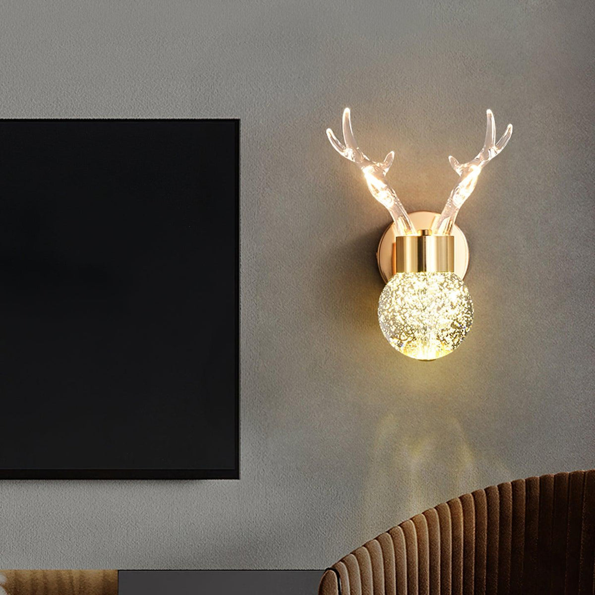 Cexi aplique de pared postmoderno lujo ciervo cristal