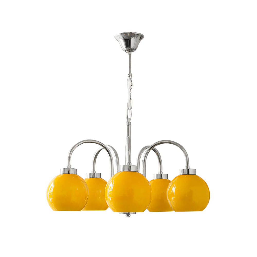 Liororian lámpara de araña con globos de vidrio amarillo