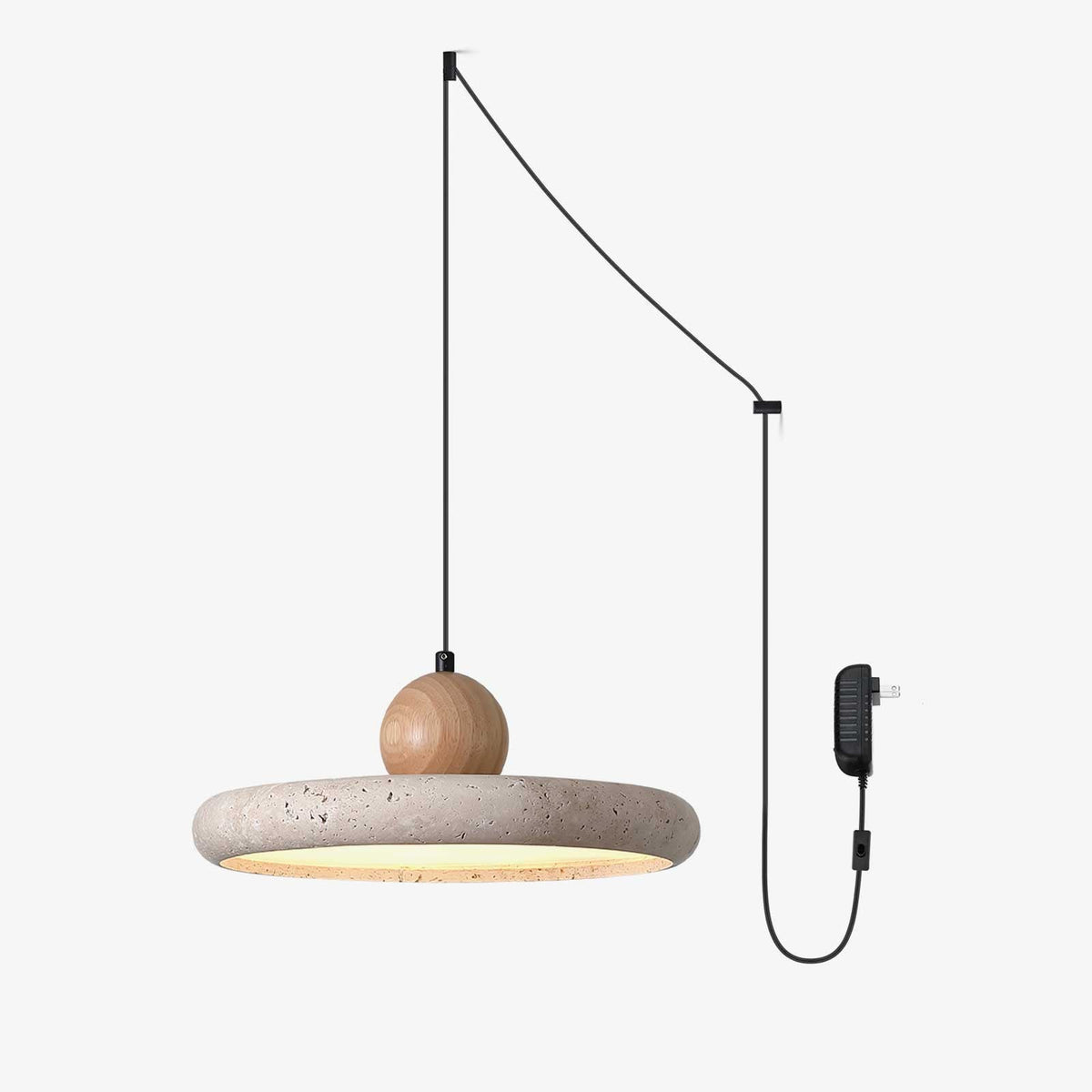 Opalyn lámpara colgante minimalista de travertino con enchufe enchufable