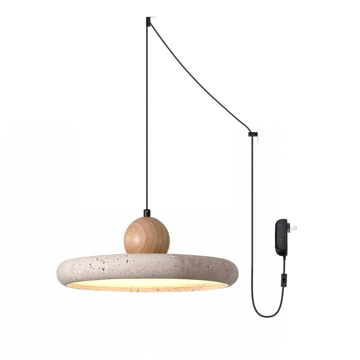 Opalyn lámpara colgante minimalista de travertino con enchufe enchufable