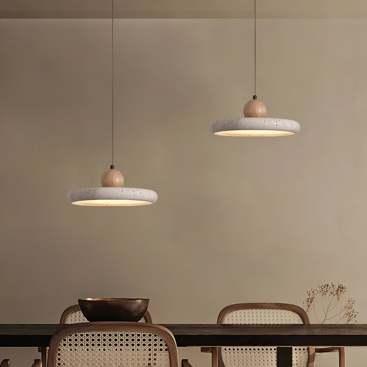 Opalyn lámpara colgante minimalista de travertino con enchufe enchufable