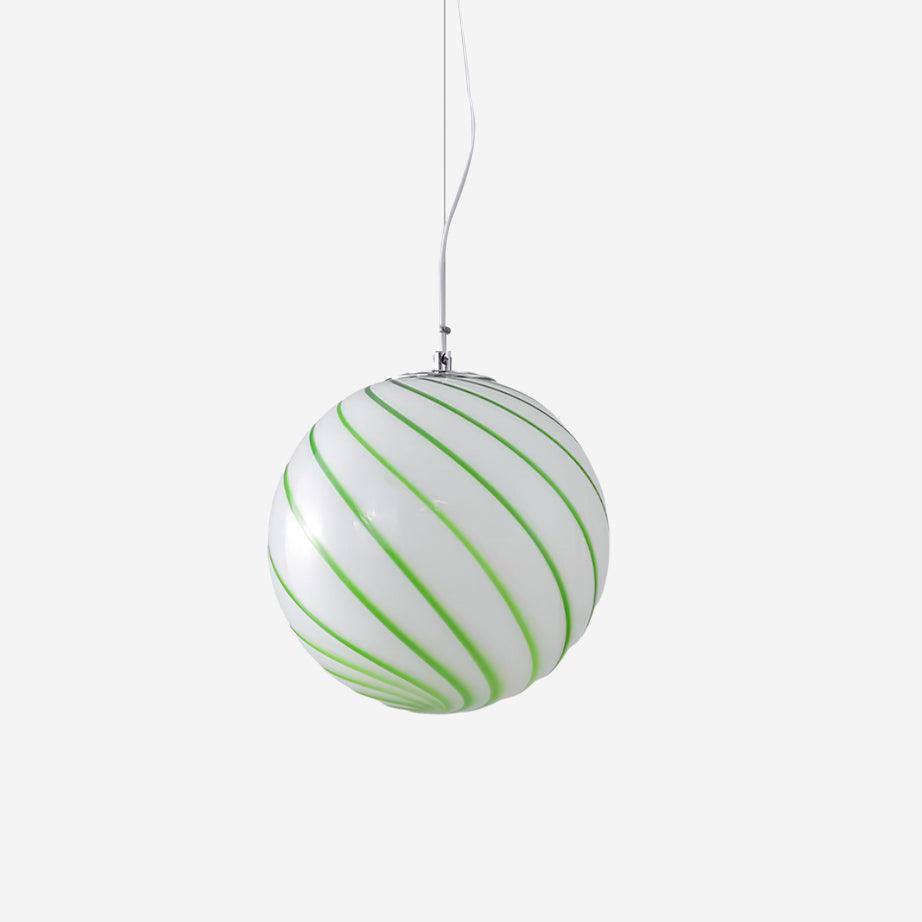 Kairo lámpara colgante de vidrio con esfera y rayas en espiral verde