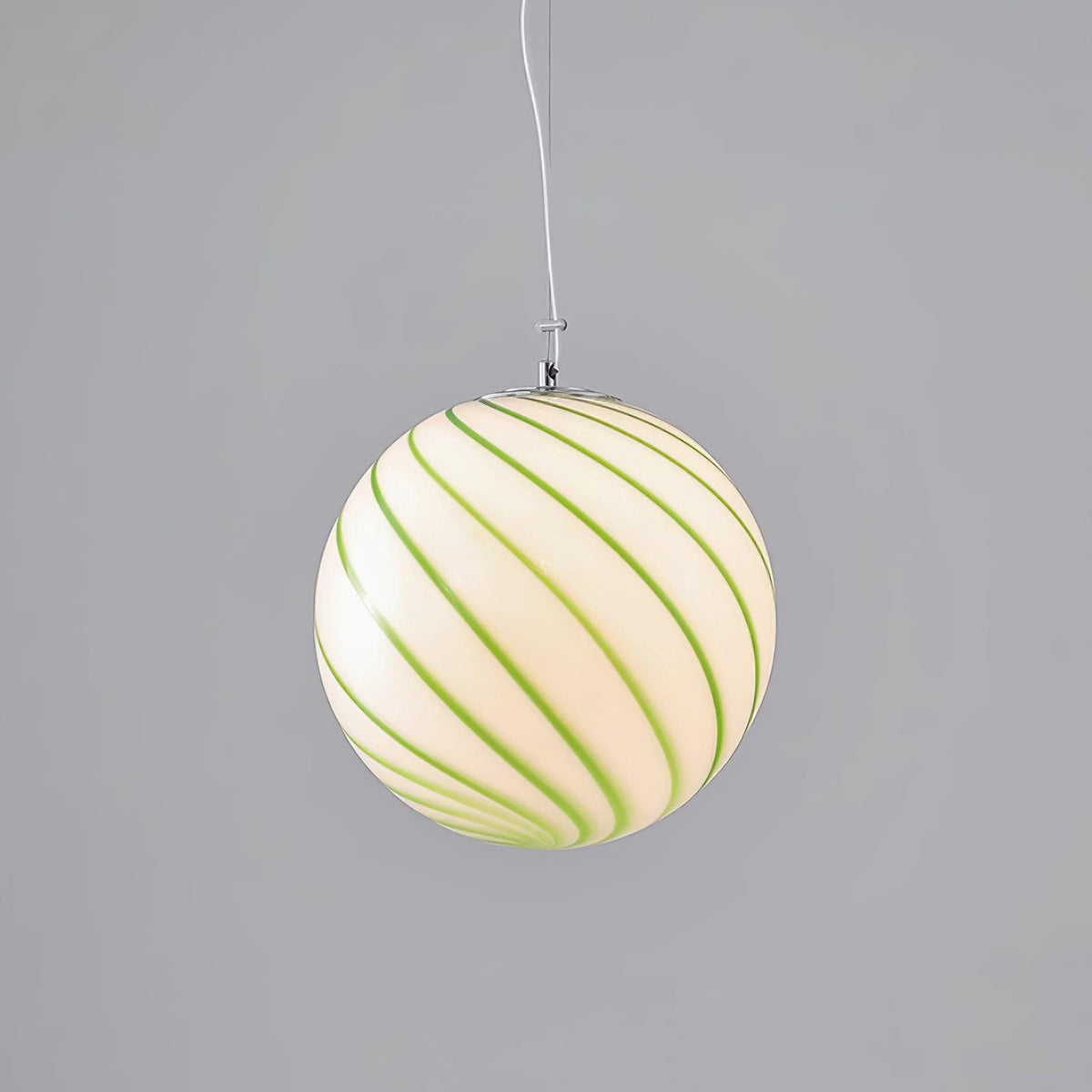 Kairo lámpara colgante de vidrio con esfera y rayas en espiral verde