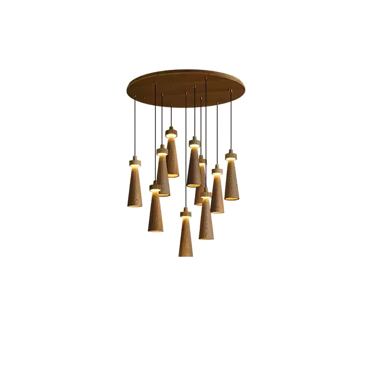 Taper Lámpara Colgante Negro Minimalista Madera