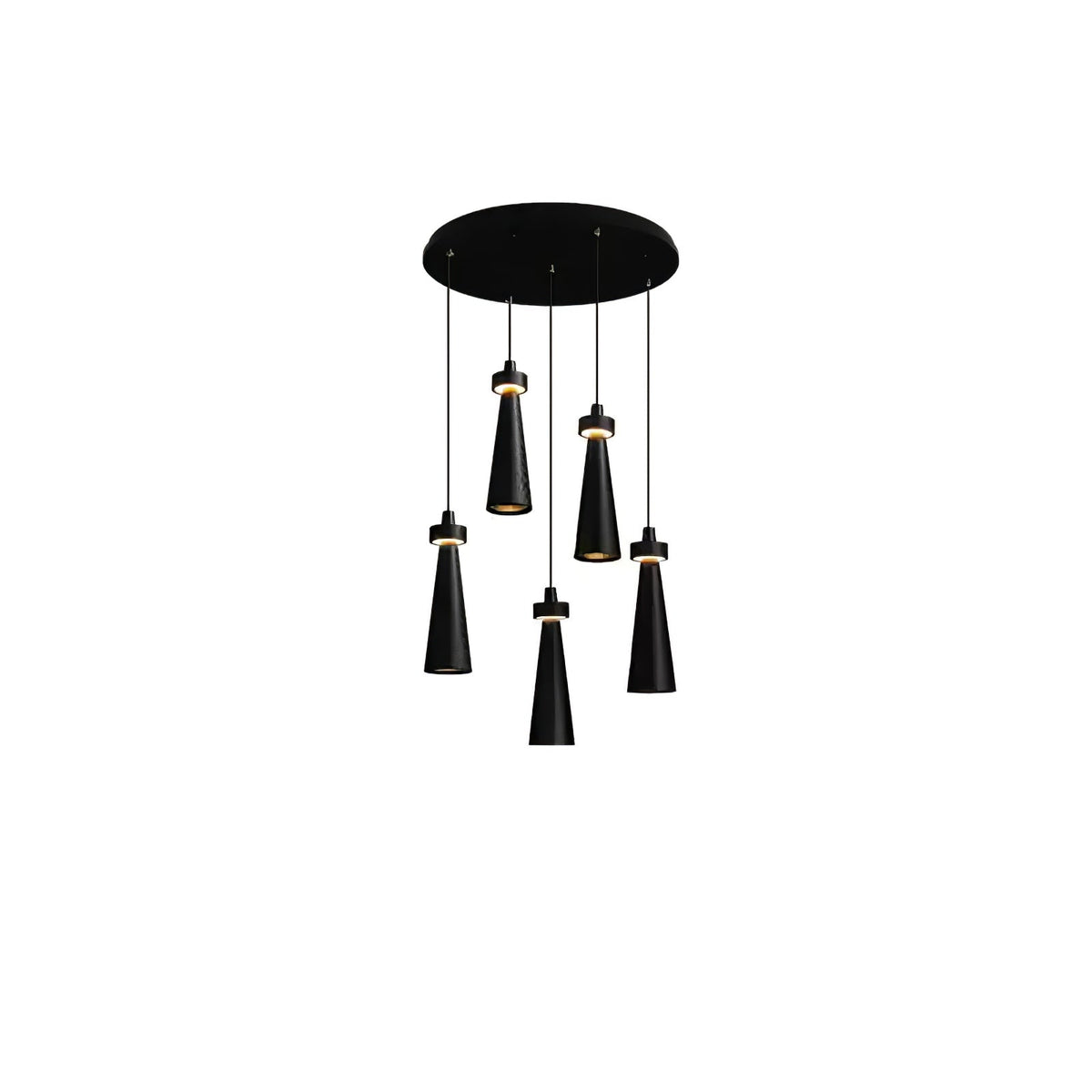 Taper Lámpara Colgante Negro Minimalista Madera