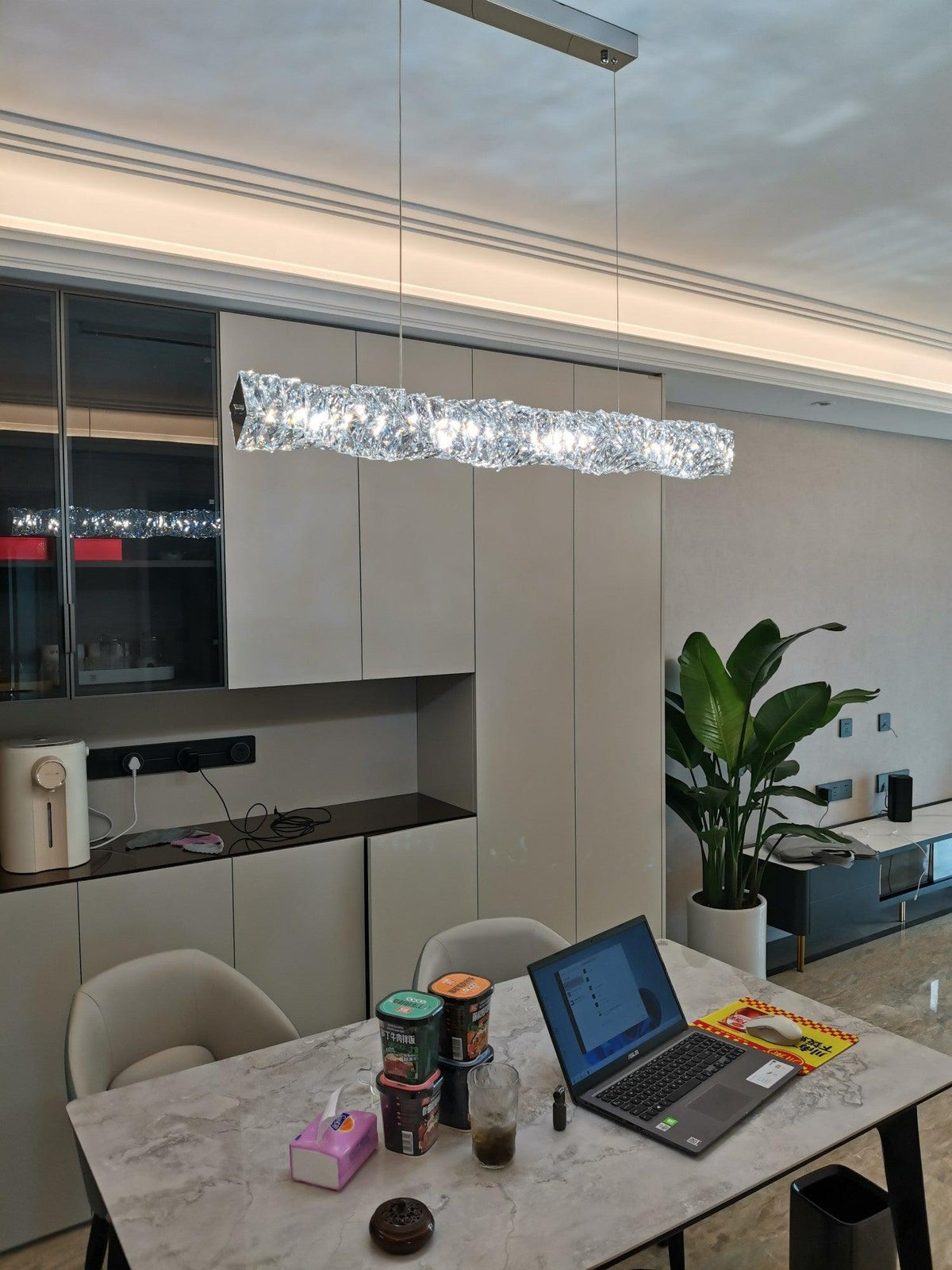 Stream lámpara colgante de cristal larga
