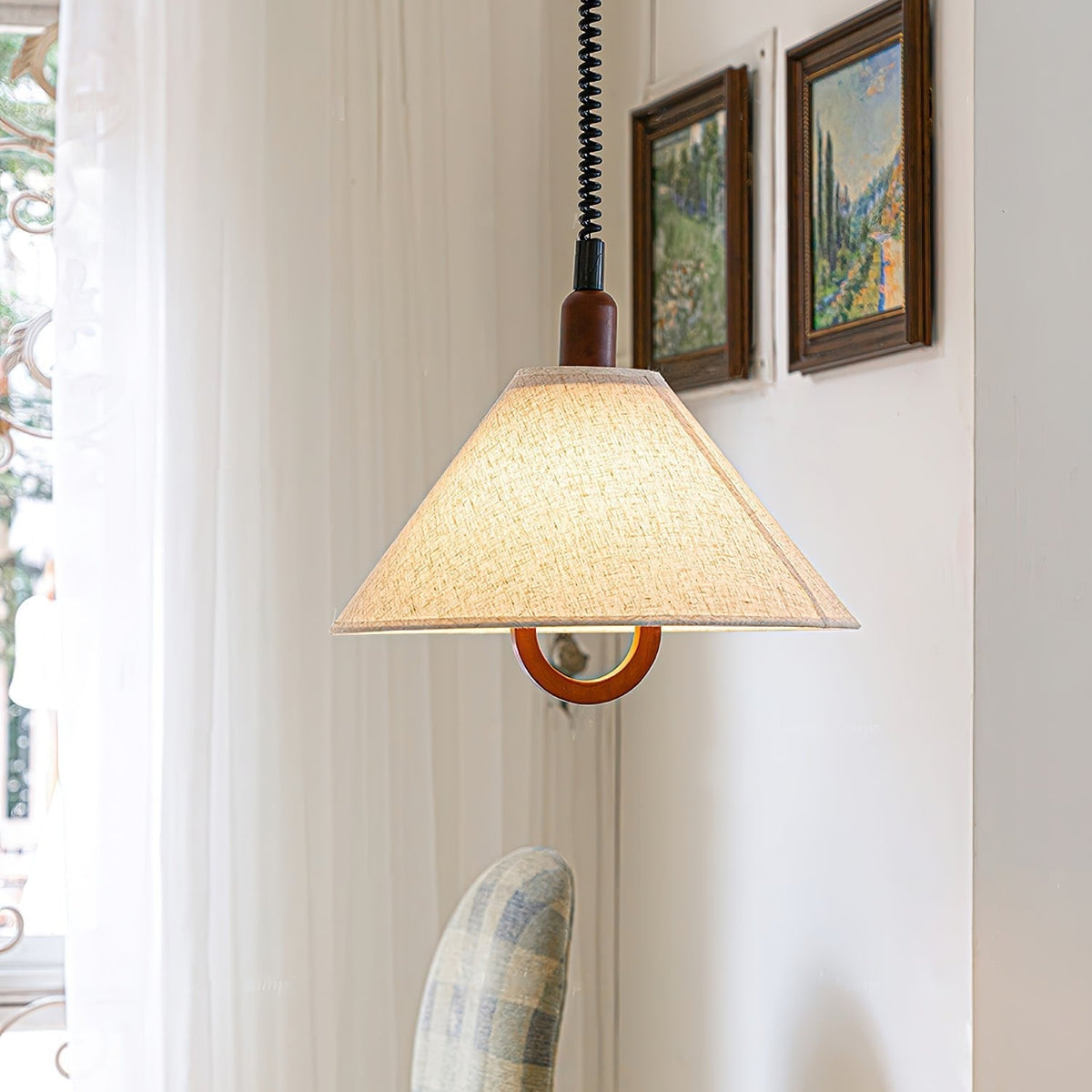Alcaria lámpara colgante premium nórdica de arte en tejido y madera