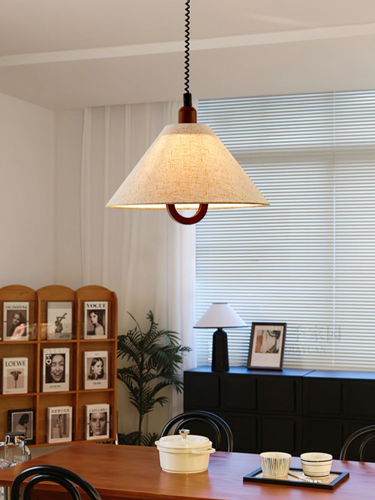 Alcaria lámpara colgante premium nórdica de arte en tejido y madera