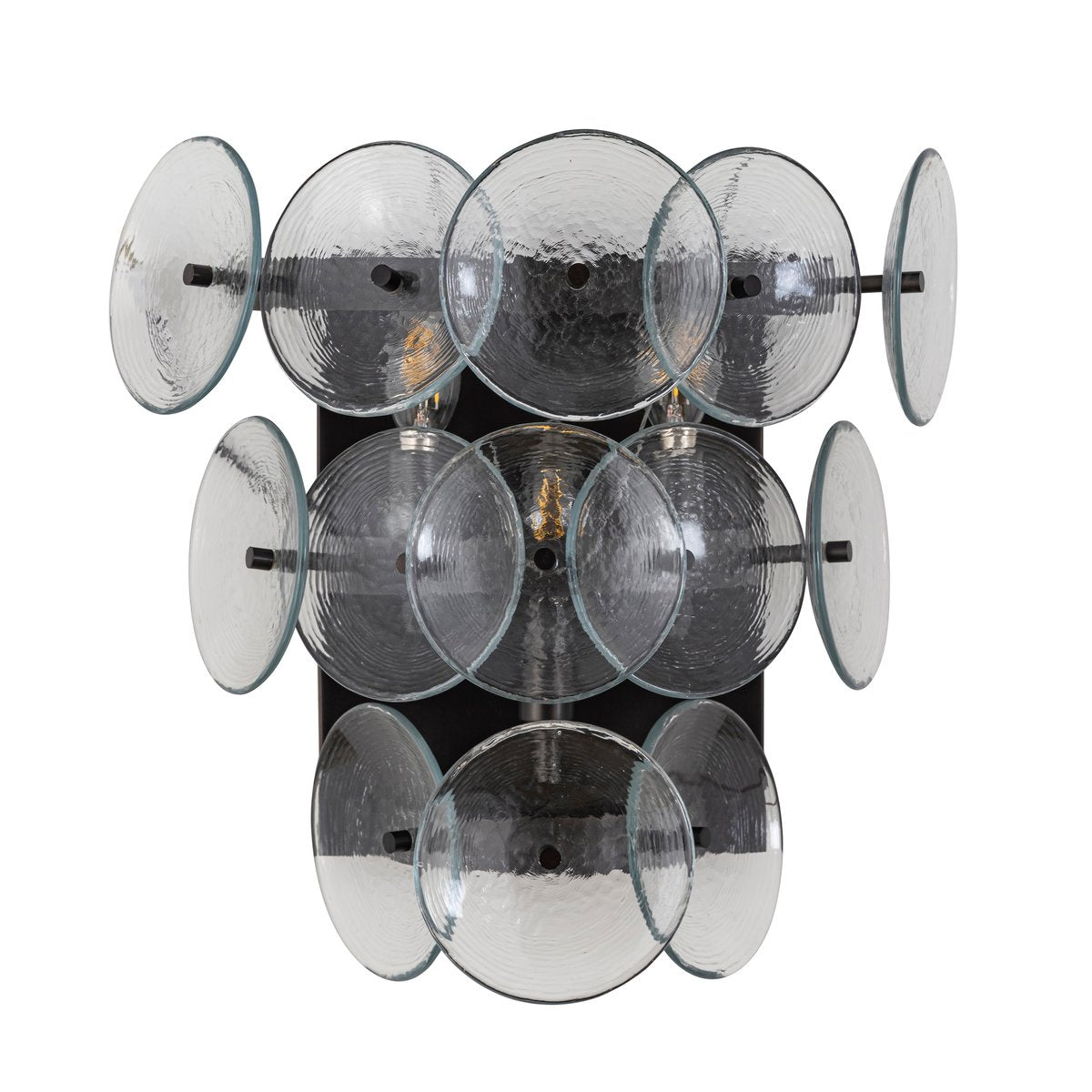 Aurora Wandleuchte Bernstein Pressglas Scheibe Mid-Century