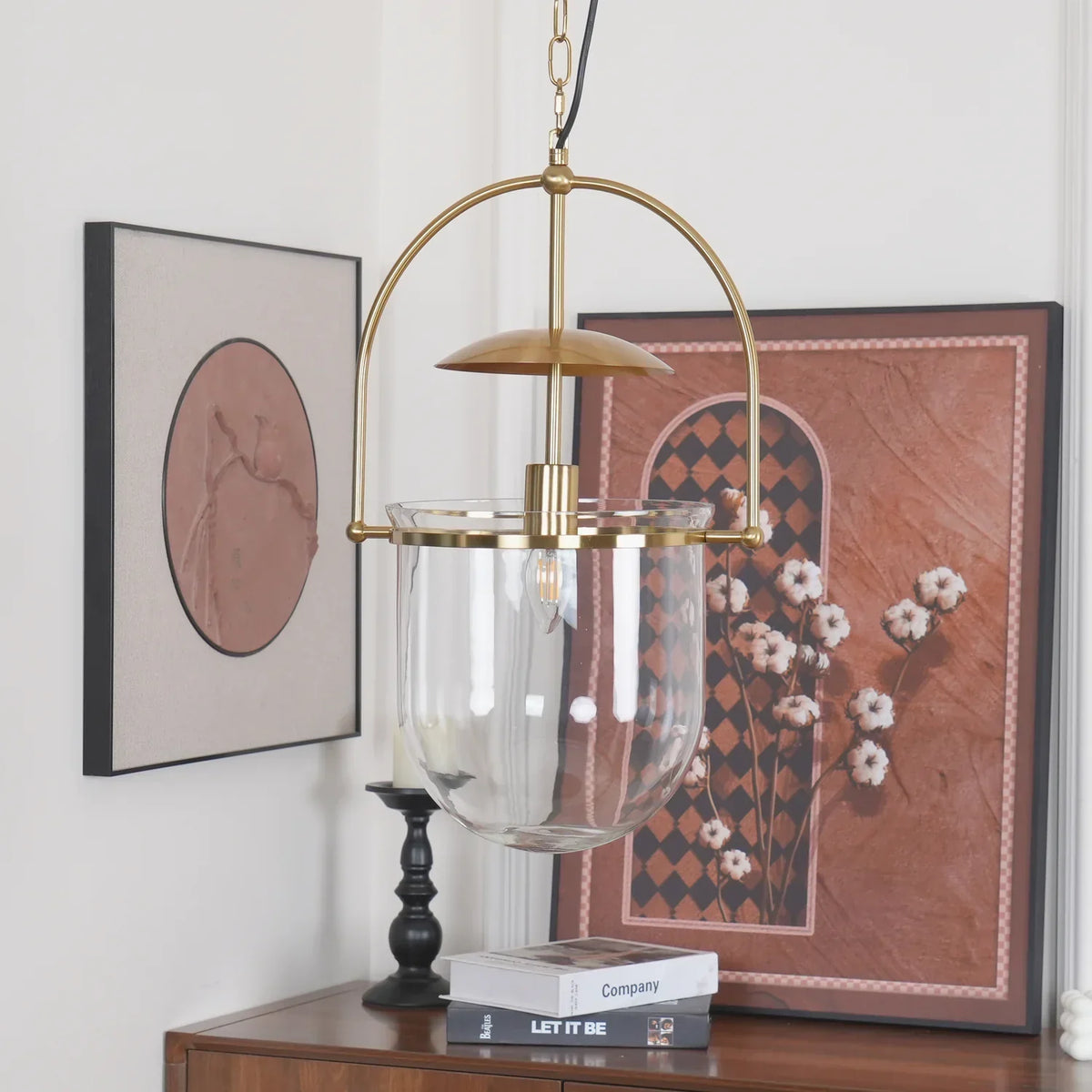 June Unusual  Glass Amber Clear Pendant Light
