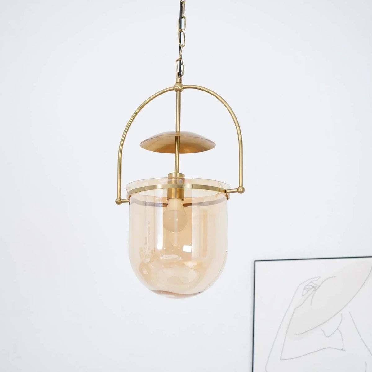 June Unusual  Glass Amber Clear Pendant Light