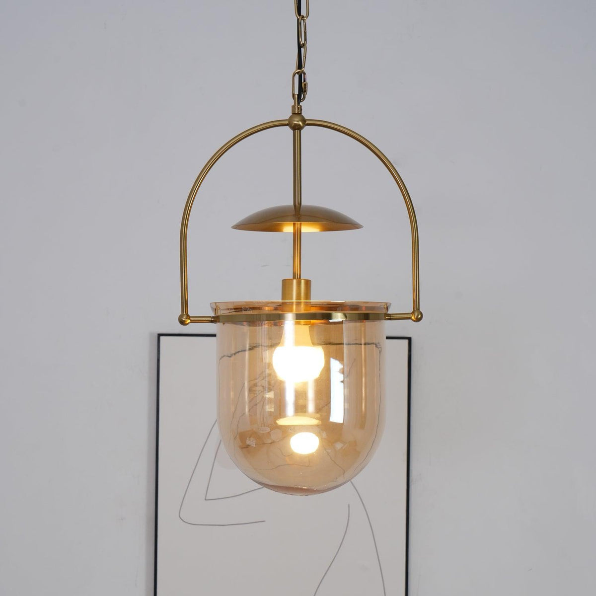 Velanaya lámpara colgante de vidrio con latón estilo vintage para sala de estar