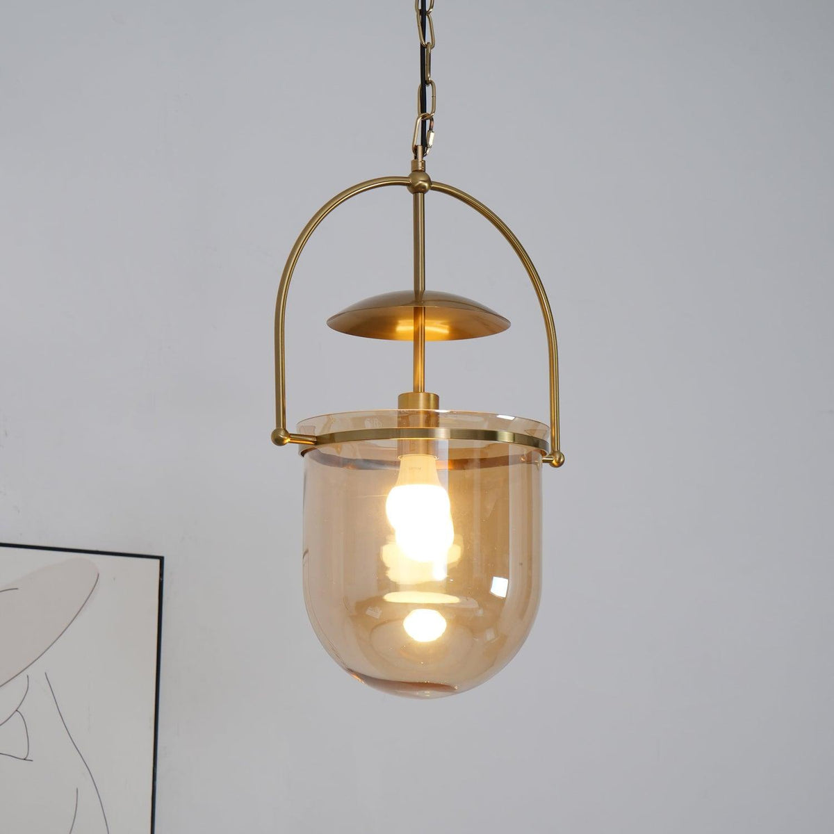 Velanaya lámpara colgante de vidrio con latón estilo vintage para sala de estar