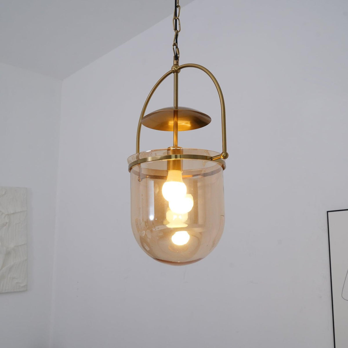 Velanaya lámpara colgante de vidrio con latón estilo vintage para sala de estar