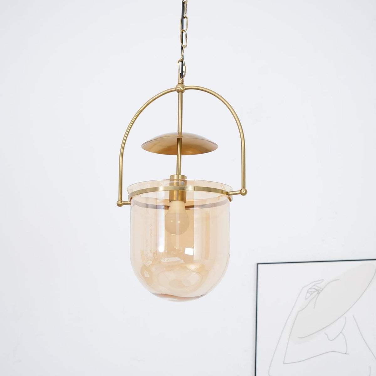 Velanaya lámpara colgante de vidrio con latón estilo vintage para sala de estar