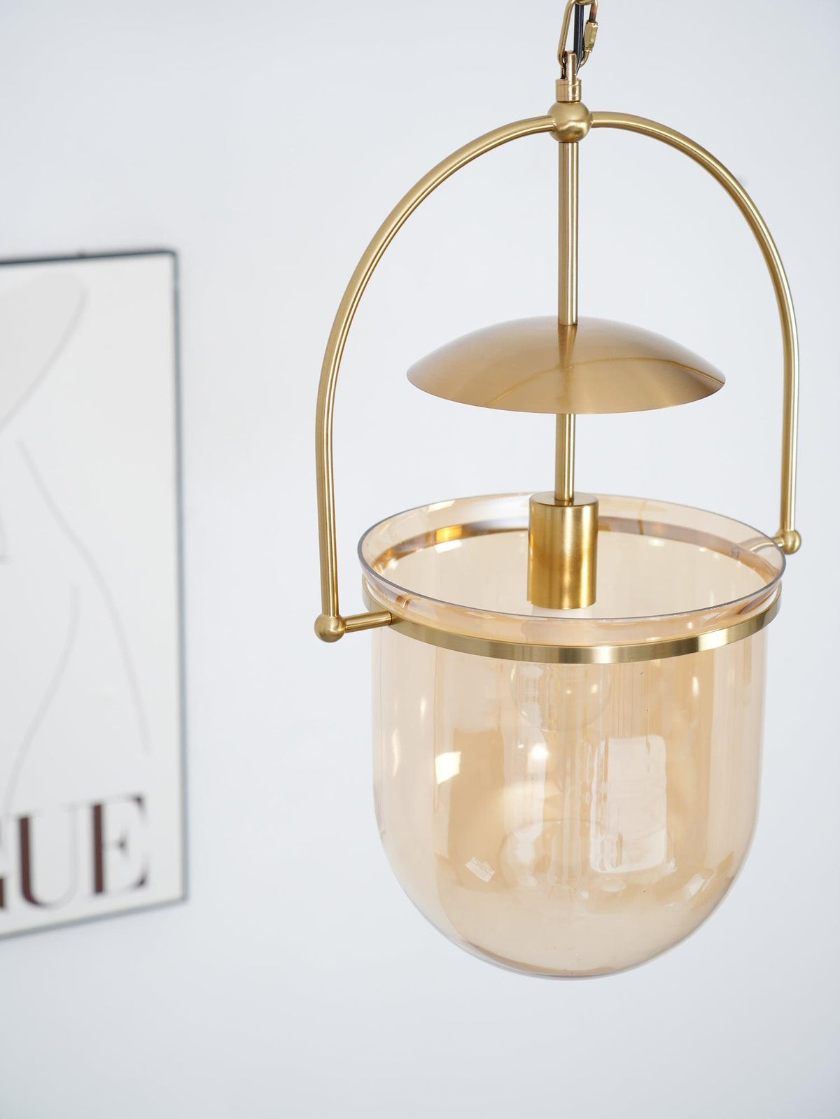 Velanaya lámpara colgante de vidrio con latón estilo vintage para sala de estar