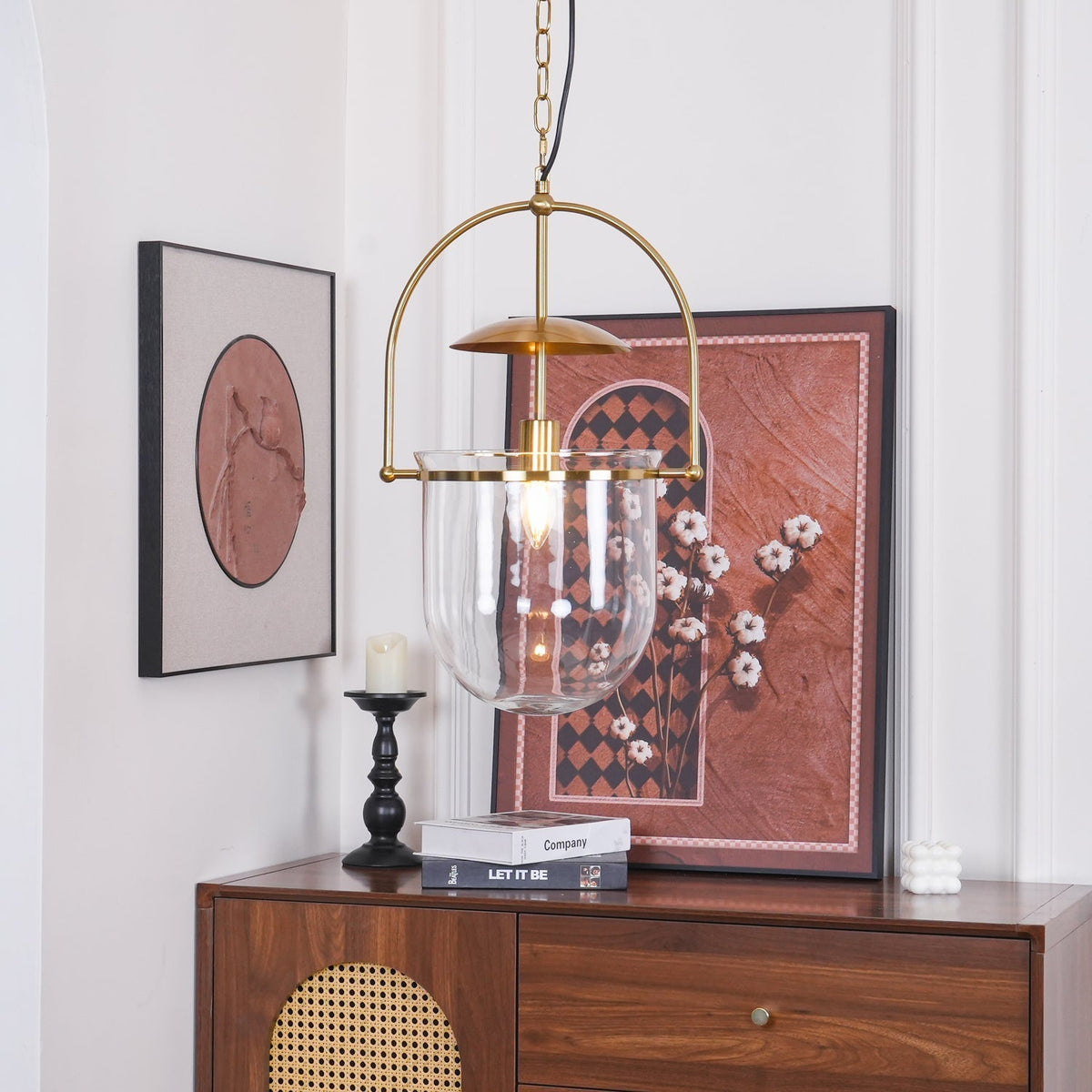 Velanaya lámpara colgante de vidrio con latón estilo vintage para sala de estar
