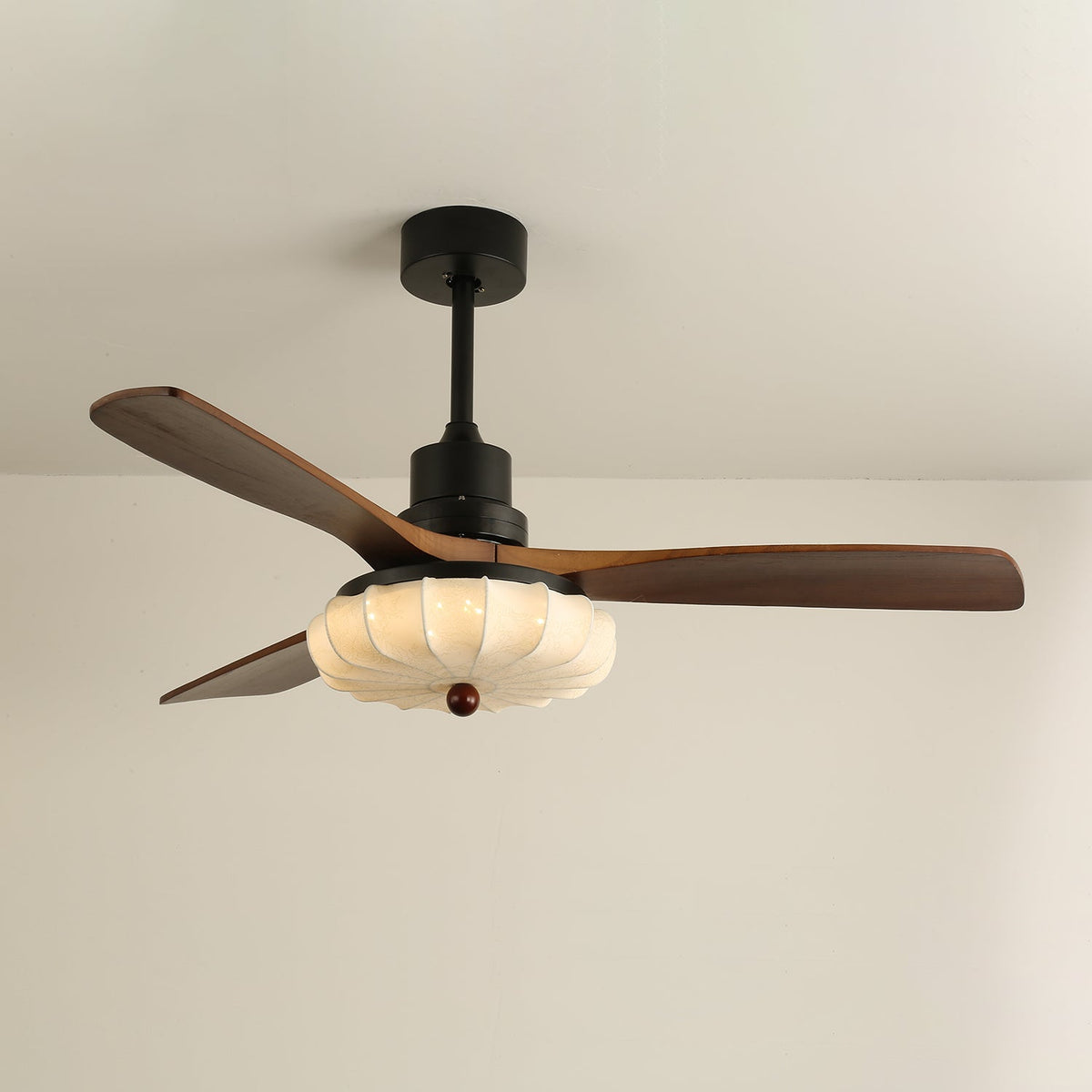 Ventra Vintage vidrio madera ventilador de techo con luz
