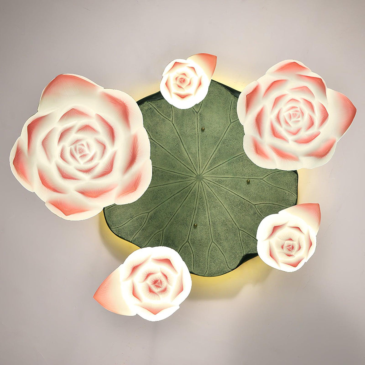 Rivinira lámpara de araña Loto Floral rosa blanca 7-Light