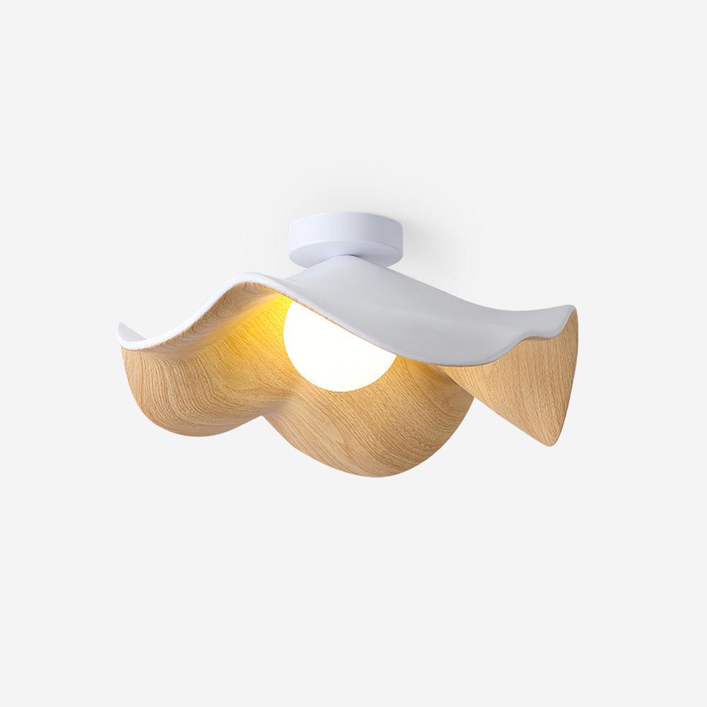 Belenor lámpara de techo Lotus Leaf con acabado de madera y blanco