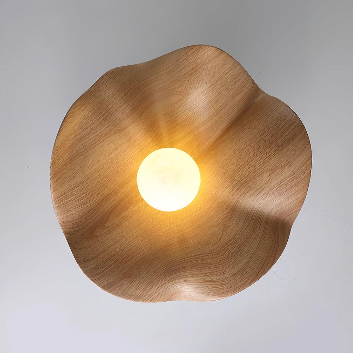 Belenor lámpara de techo Lotus Leaf con acabado de madera y blanco