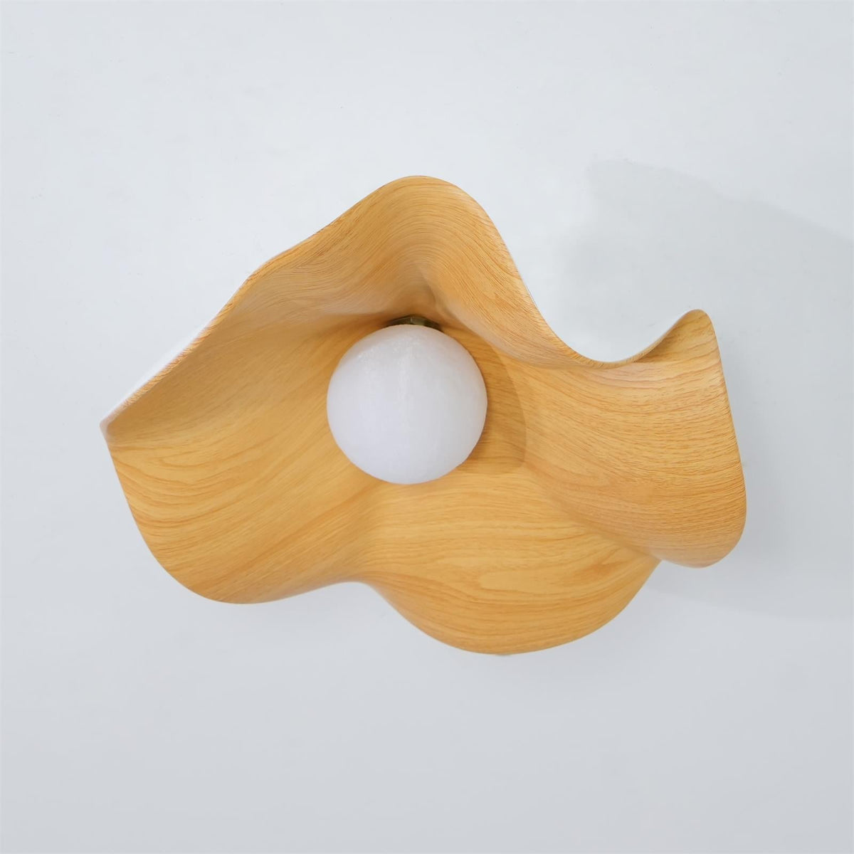Belenor lámpara de techo Lotus Leaf con acabado de madera y blanco