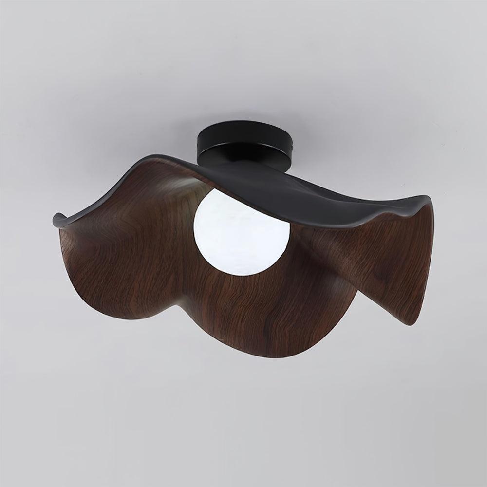 Belenor lámpara de techo Lotus Leaf con acabado de madera y blanco
