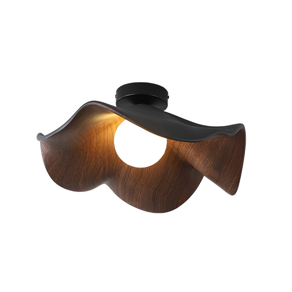 Belenor lámpara de techo Lotus Leaf con acabado de madera y blanco