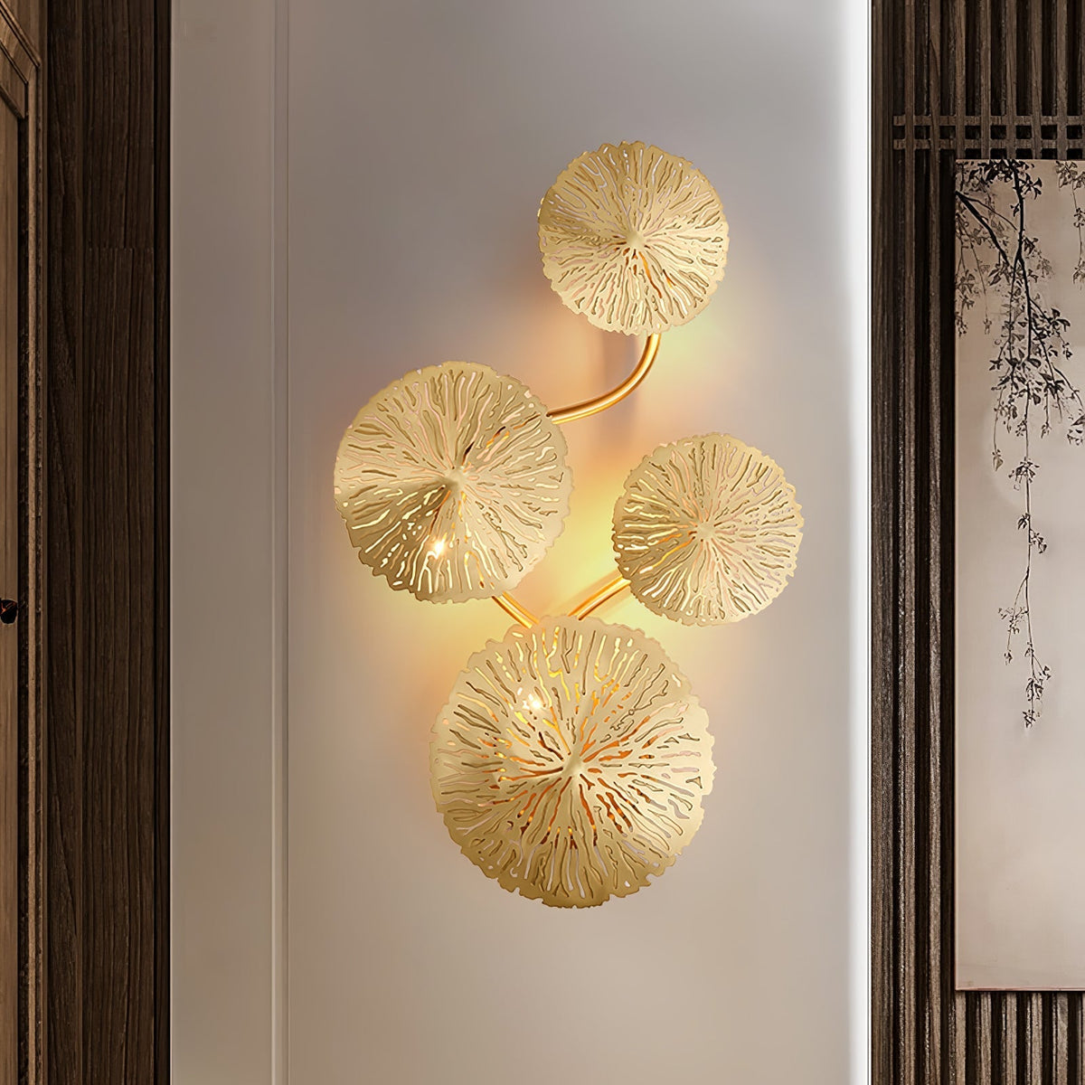 Rylso aplique de pared Lotus Leaf de latón