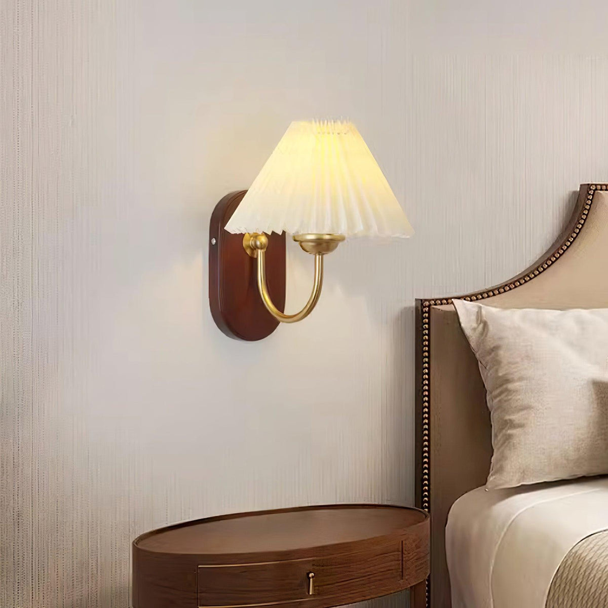 Teriiraine aplique de pared vintage con sombra plisada