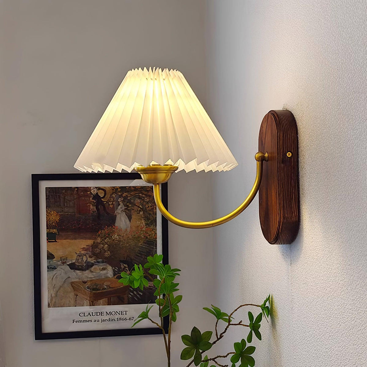 Teriiraine aplique de pared vintage con sombra plisada