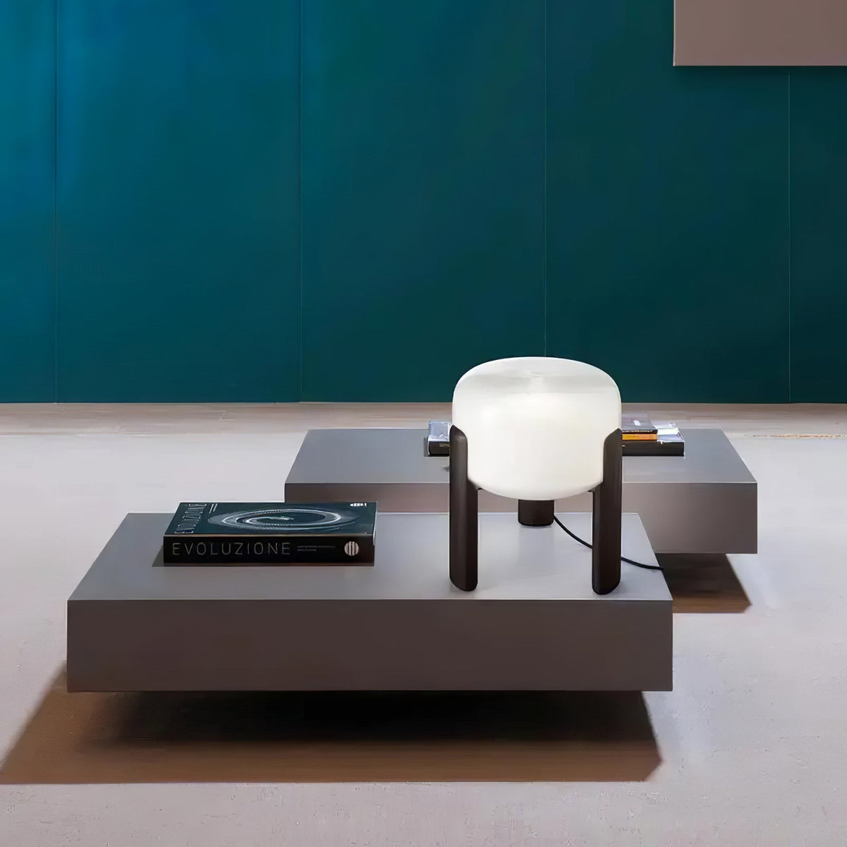 Elden lámpara de mesa de madera y vidrio
