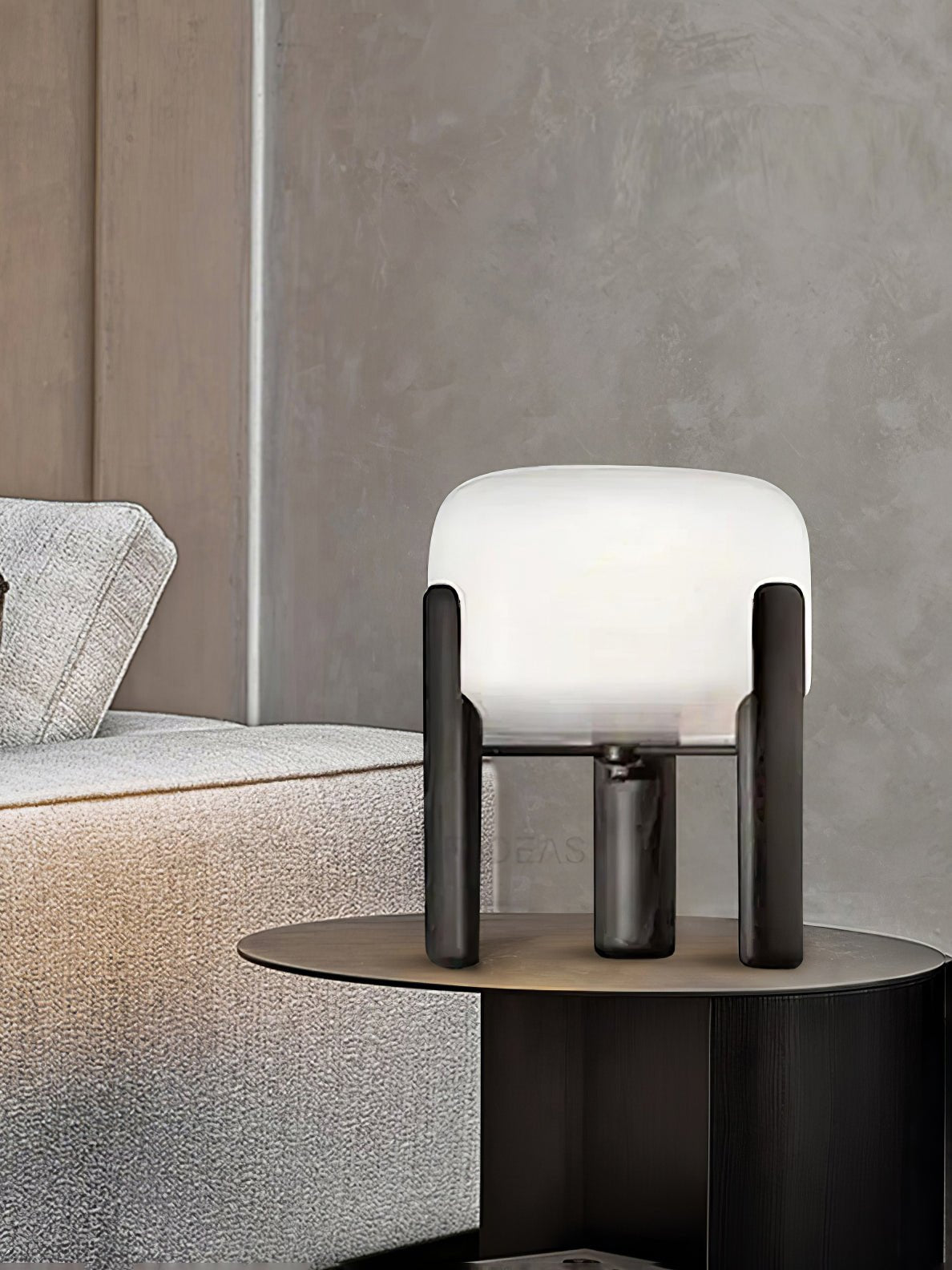 Elden lámpara de mesa de madera y vidrio