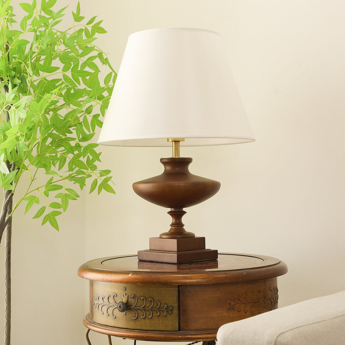 Liorat lámpara de mesa de madera y tejido