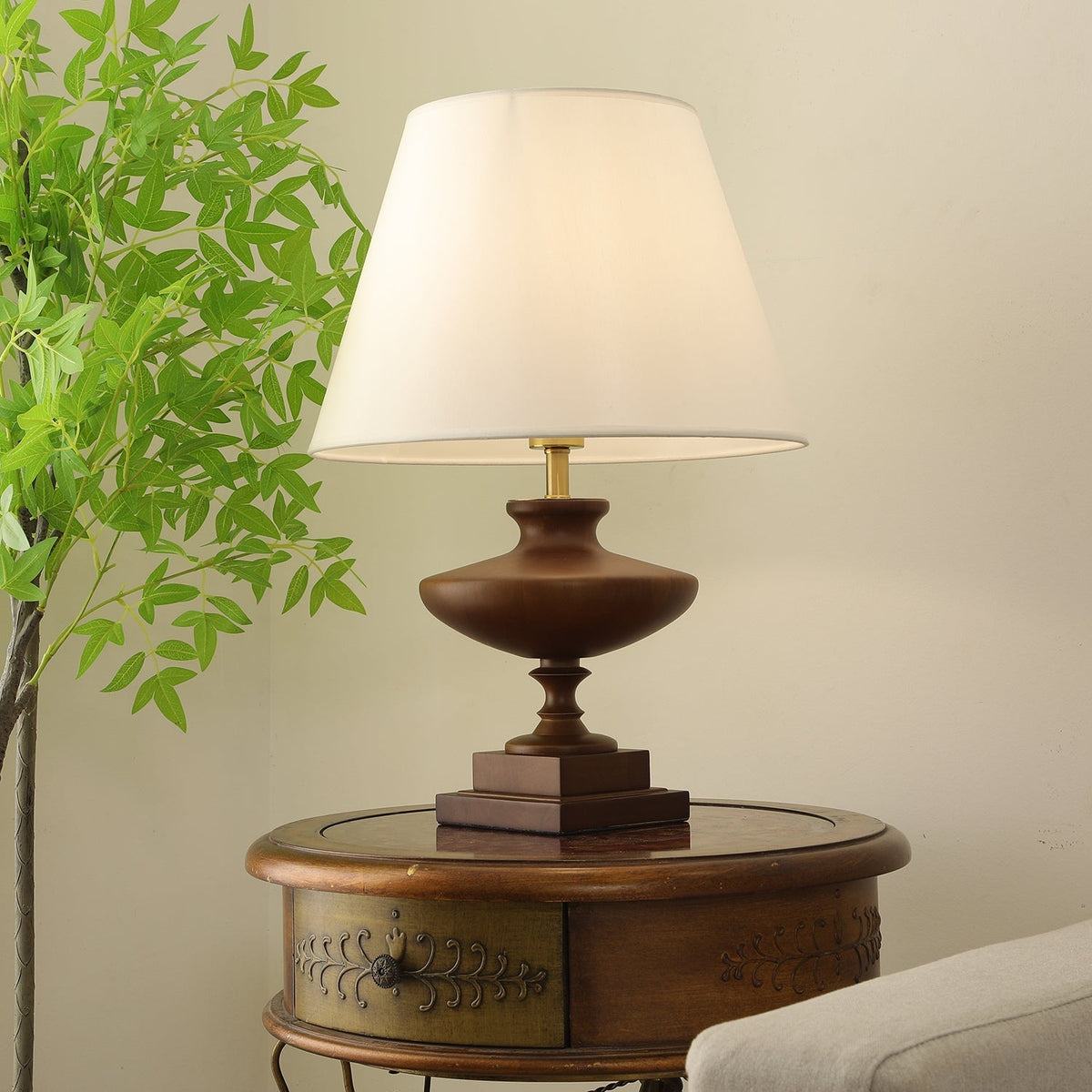 Liorat lámpara de mesa de madera y tejido
