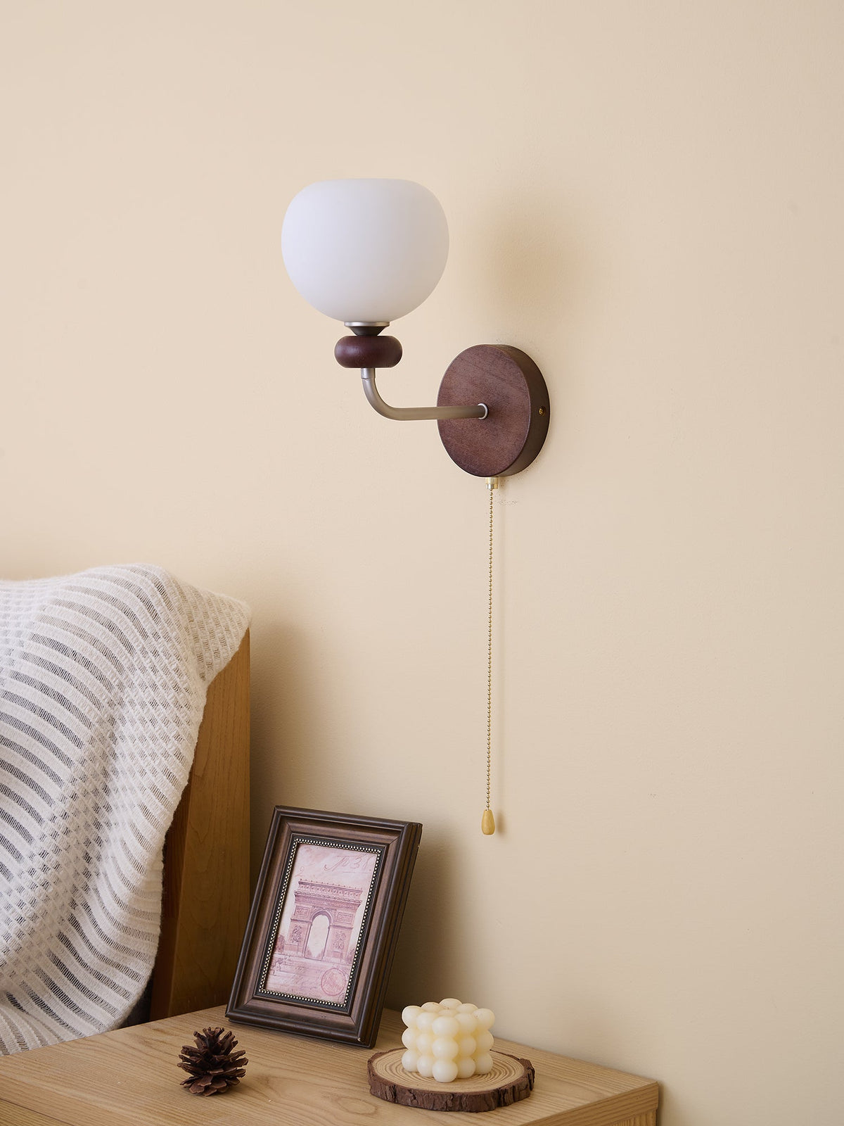 Lucille aplique de pared elegancia de estilo clásico Art vidrio madera