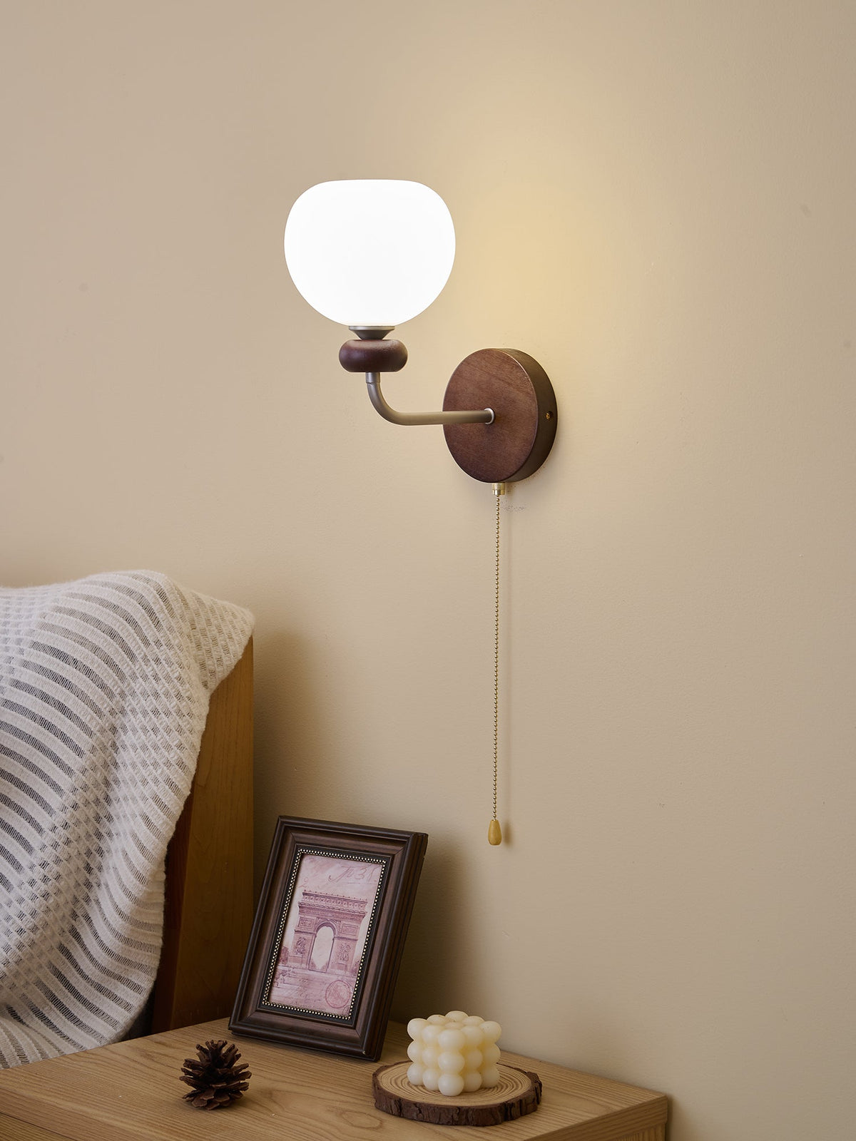 Lucille aplique de pared elegancia de estilo clásico Art vidrio madera